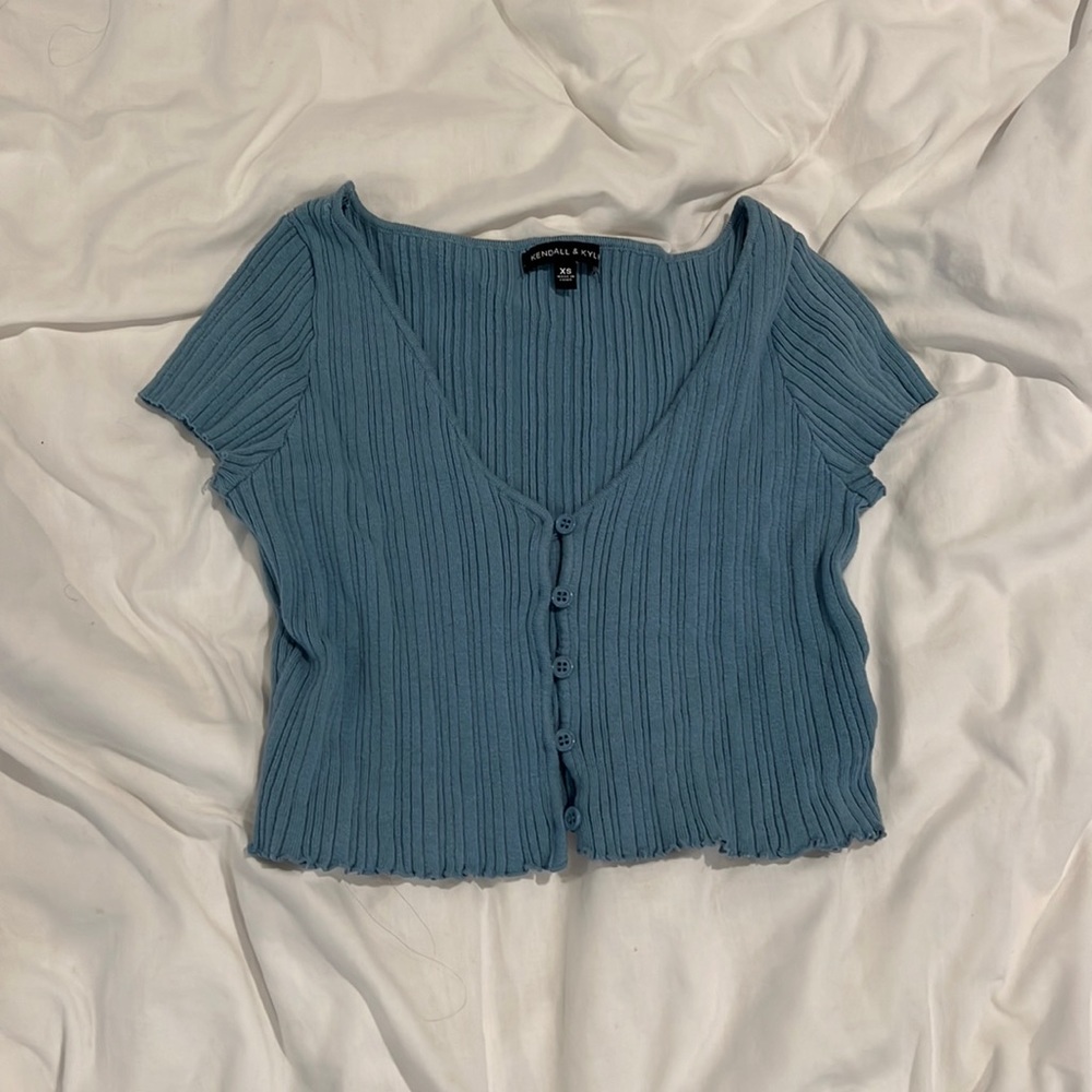 Kendall & Kylie Button Down Crop Top